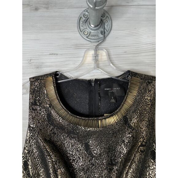 Romeo + Juliet Couture Dress Womens Small Black Gold Metallic Fit & Flare Party - Picture 2 of 11